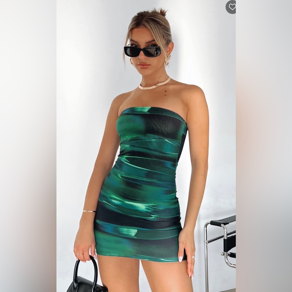 White Fox Boutique Green Mini Dress XS